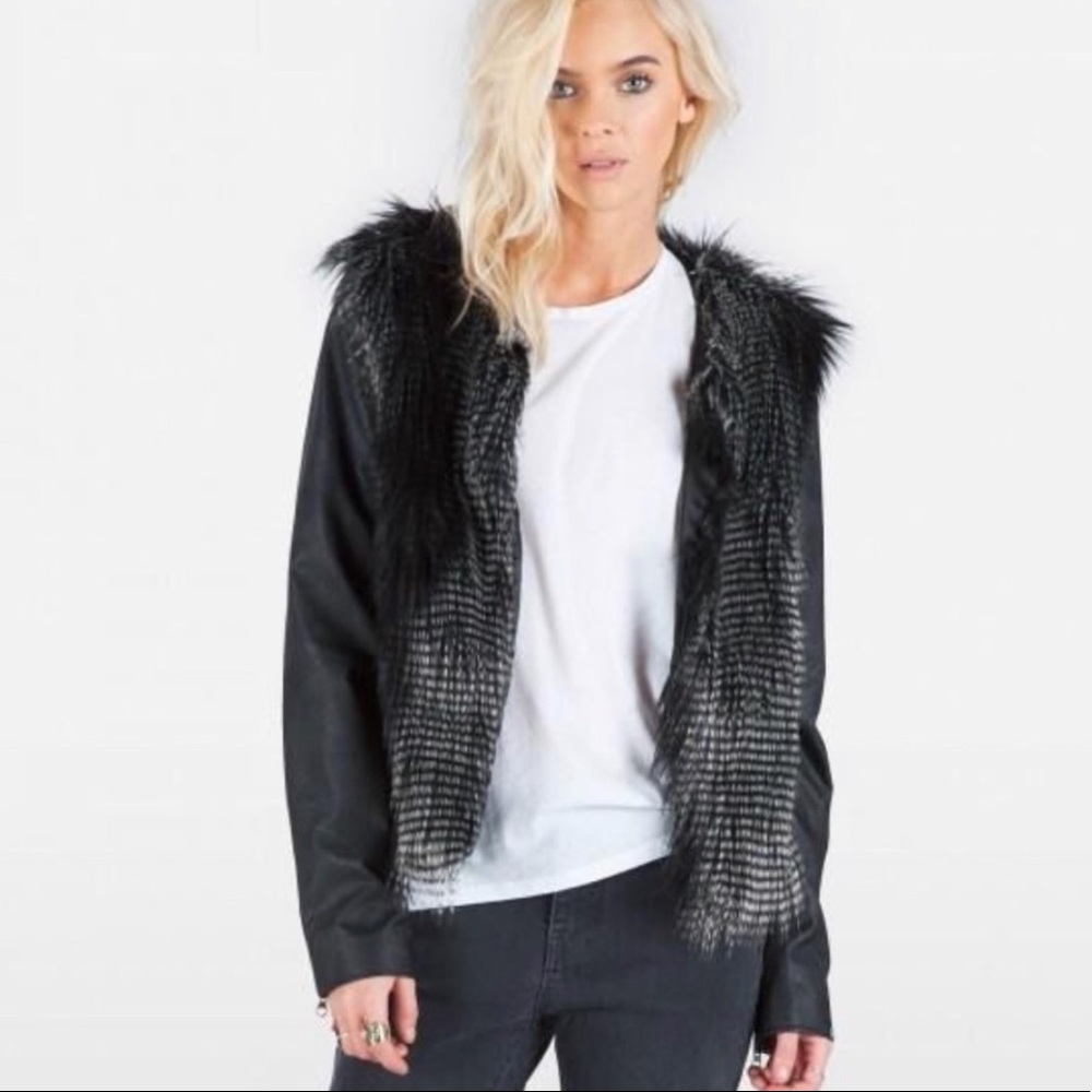 VOLCOM FUR LEATHER JACKET